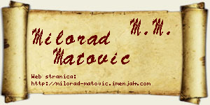 Milorad Matović vizit kartica